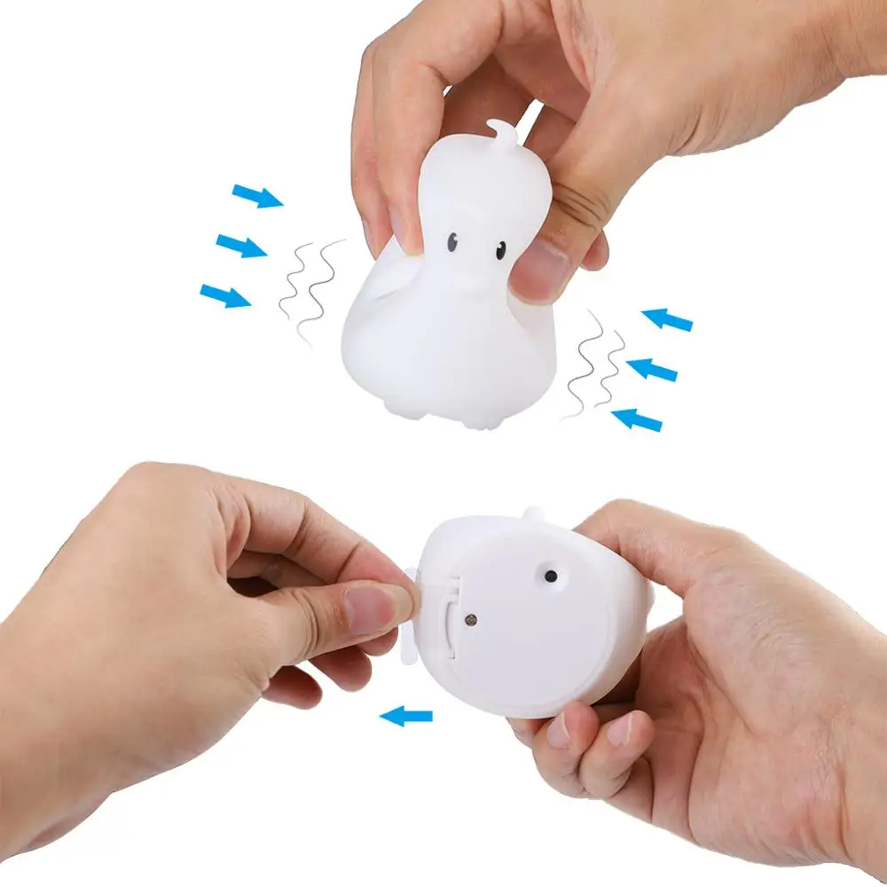 Imagem -05 - Mini Silicone Led Night Light para Crianças Lâmpada Animal Urso Hipopótamo Coruja Pinguim Coelho Cores Desenhos Animados Crianças Presente do Bebê