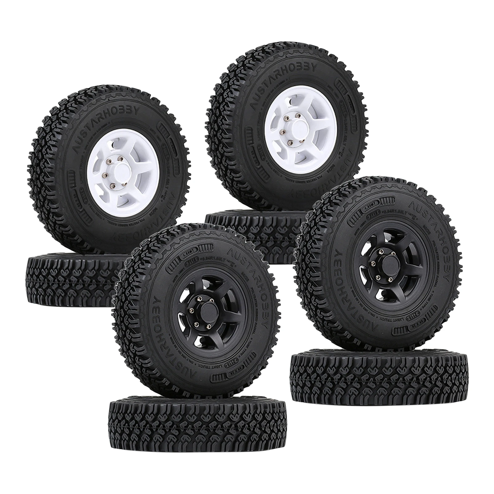 4x RC 1.9 Crawler Tires Tyre 1.55 Beadlock Wheel Rim Dia 90mm for Pajero CC01 CC02 LC70 LC80 D90 Model 1/10 Buggy Off-Road Truck