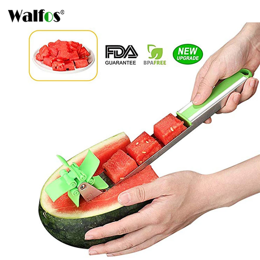 WALFOS anguria Cutter acciaio inossidabile mulino a vento Design taglio anguria utensili da cucina insalata frutta affettatrice strumento taglierina