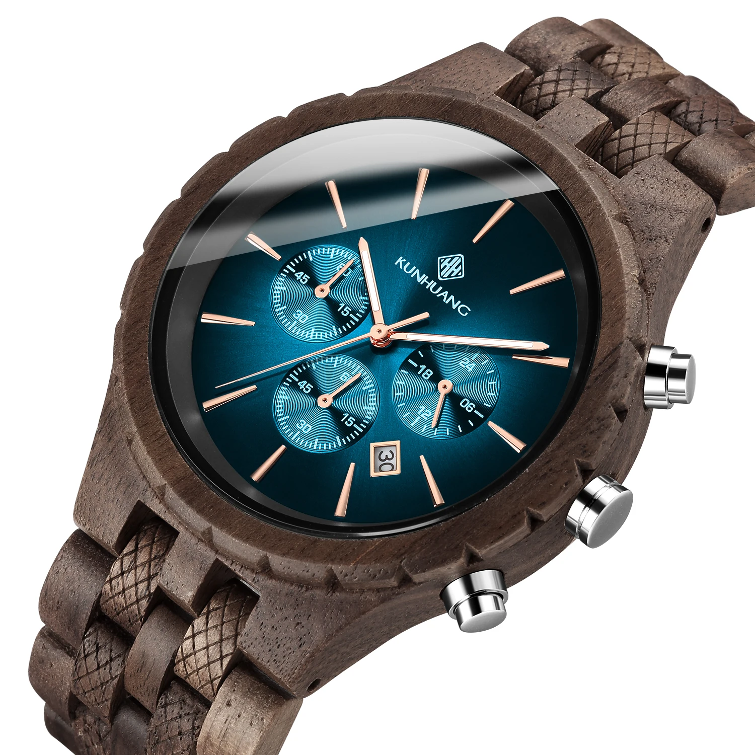 Kunhuang Đồng Hồ Gỗ Người Đa Năng Thời Trang Đồng Hồ Chronograph Đơn Giản Nguyên Chất Gỗ Đồng Hồ Quân Đội Thể Thao Đồng Hồ Đeo Tay Thạch Anh