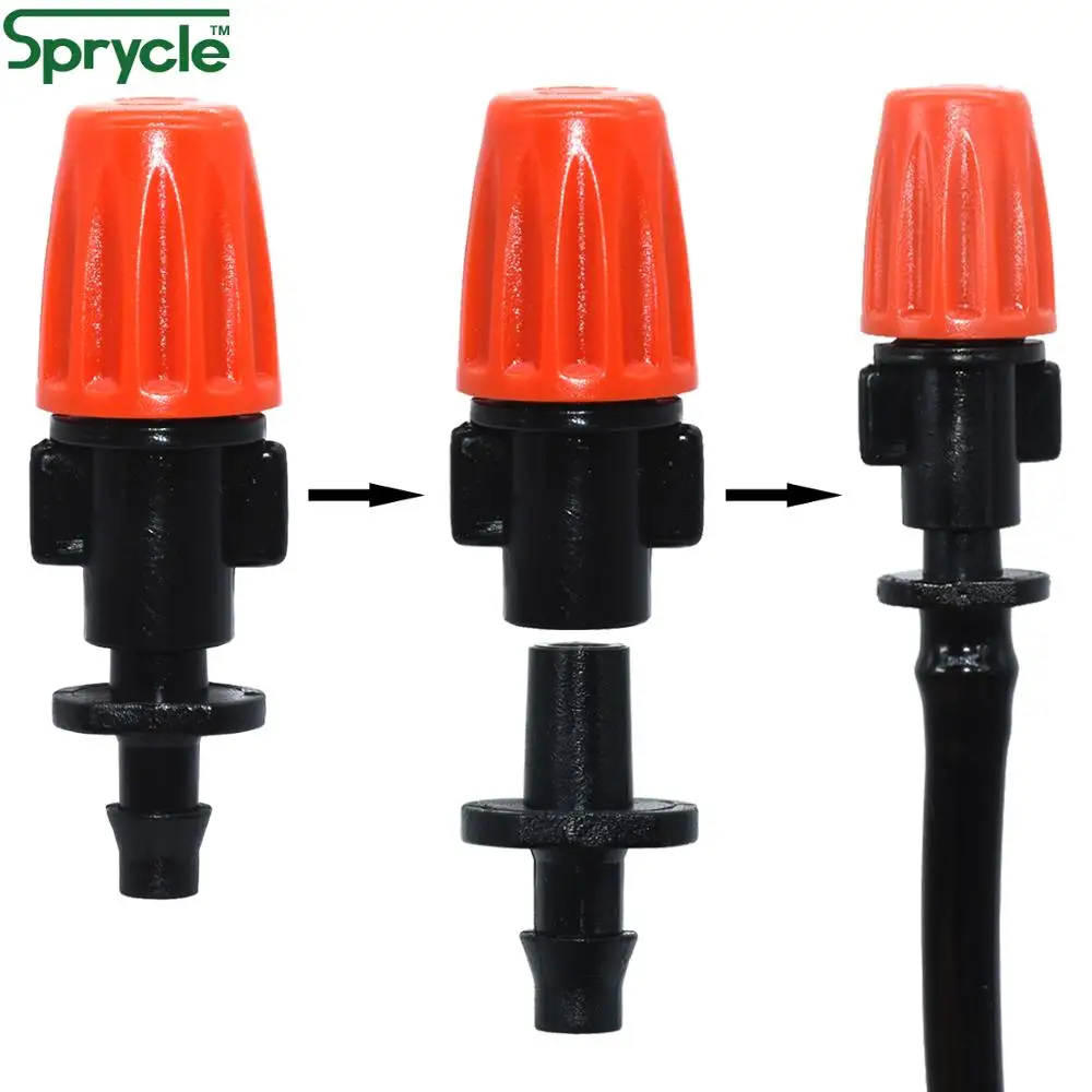 SPRYCLE 20PCS Adjustable Garden Drip Irrigation Misting Nozzle Micro Flow Dripper Spray Hose w/ 4/7mm Single Barb Greenhouse