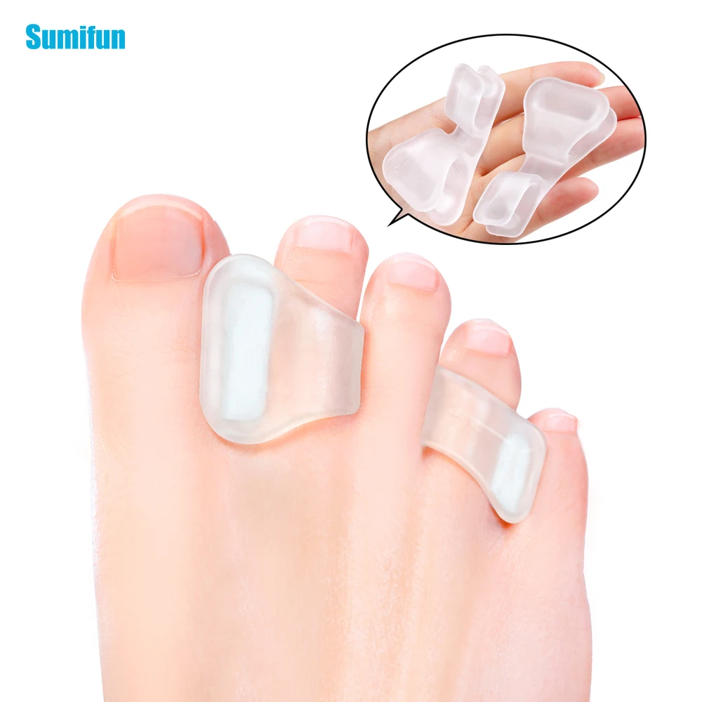 2 pçs silicone macio bunion corrector duplo-loop sobreposição toe straightener fricção alívio da dor ferramenta de cuidados com os pés pedicure c1823