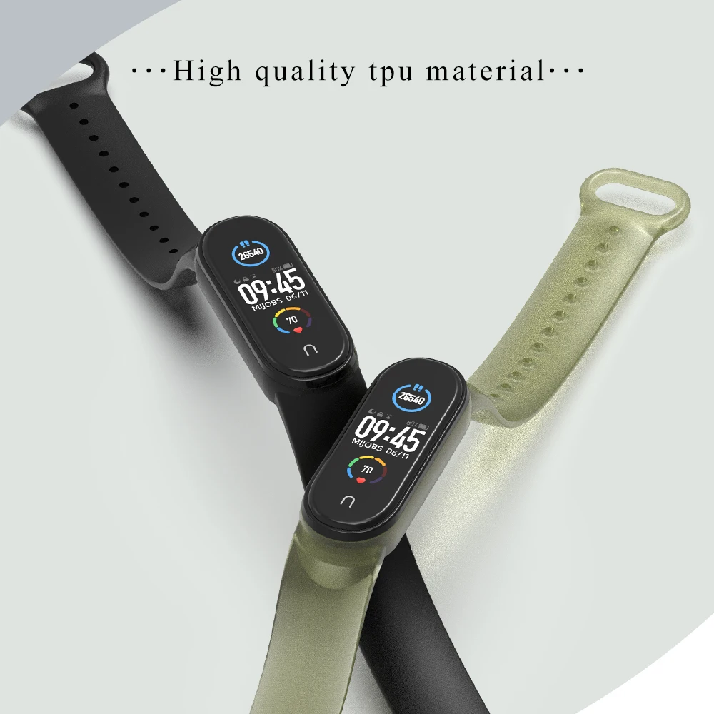 Mi Band 6 7 Strap for Xiaomi Mi Band 5 Bracelet Silicone Correa Sport Wristbands Pulseira Translucent Opaska Miband 7 Strap