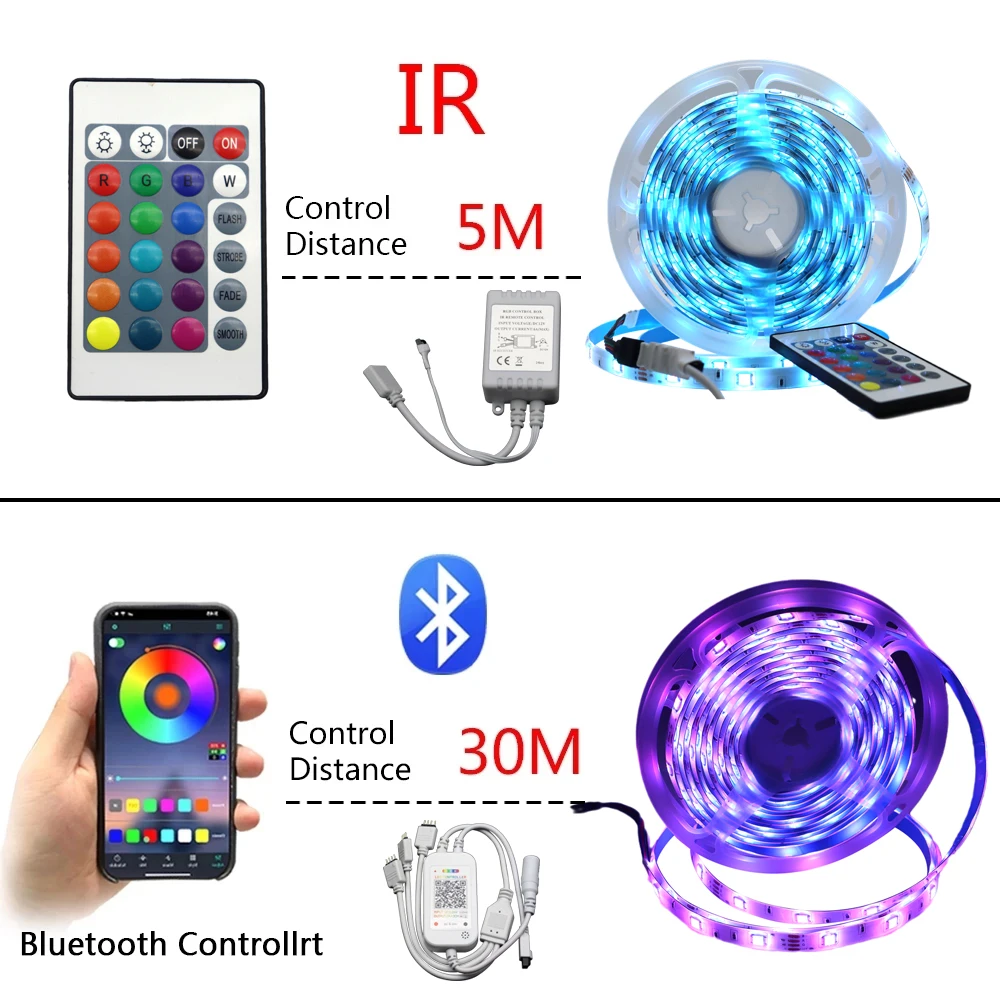 LED Light Strips 12V IP68 Bluetooth Controller Flexible RGB Decoration BackLight Lamp Night light Luminous String For Bedroom