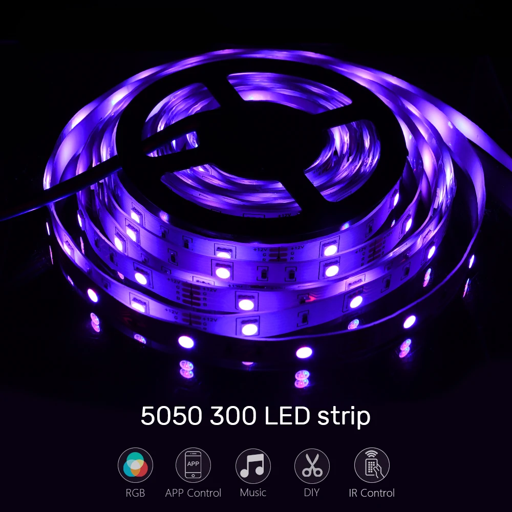 LED Strip Light, RGB 5050 Lights Music Sync Color Changing  Sensitive Built-in Mic, App Controlled LED Lights Rope Lights