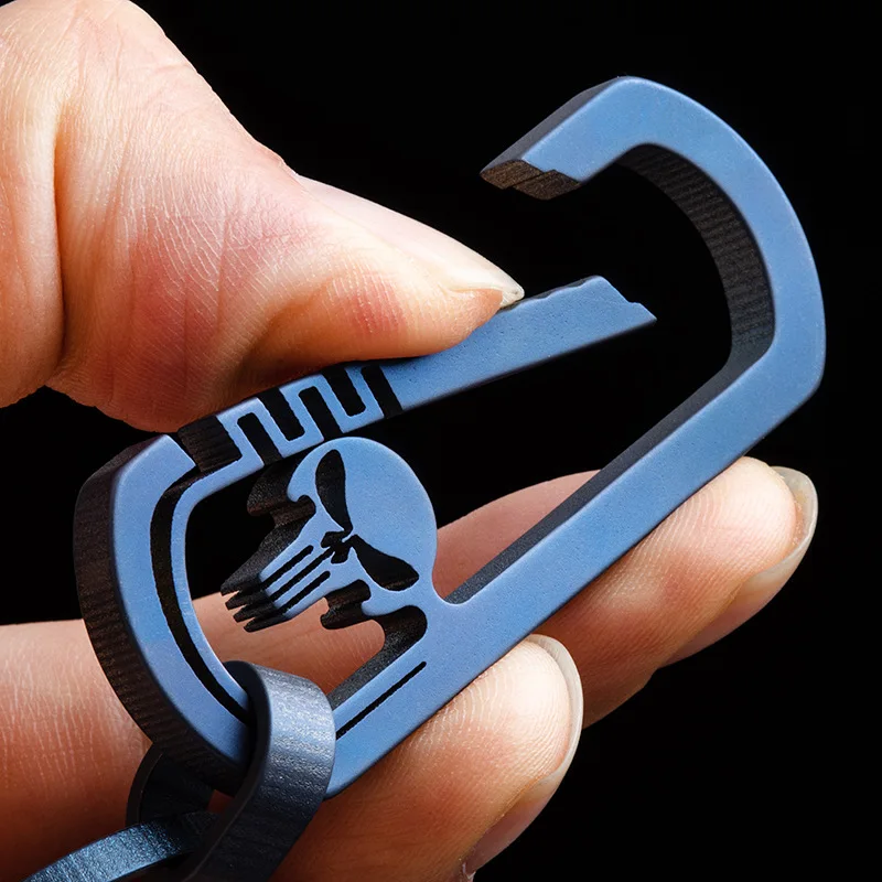 Titanium Alloy Outdoor EDC Skull Buckle Carabiner Keychain Hook Multi-functional Traveller Key Ring Clip