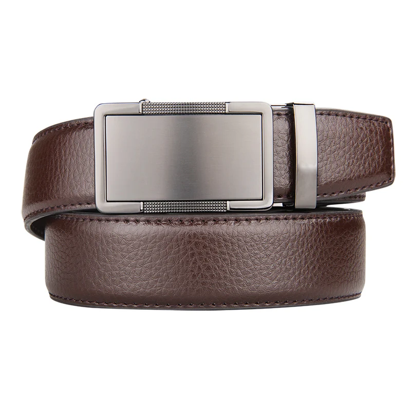 Brand Brown Leather Belt for Men Luxury Brand Fashion Automatic Buckle Ratchet Belts Comfort Click Leather Belt Male