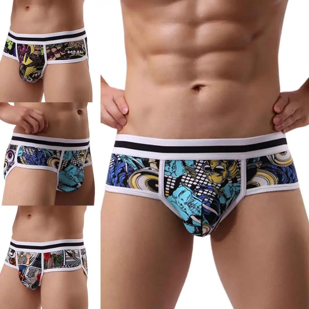 Hot ！Men Sexy Underwear Longjiang Men\'S Underwear Sexy Mid-Waist Breathable Cotton Boxer Shorts Printed Underwear  трусы мужские