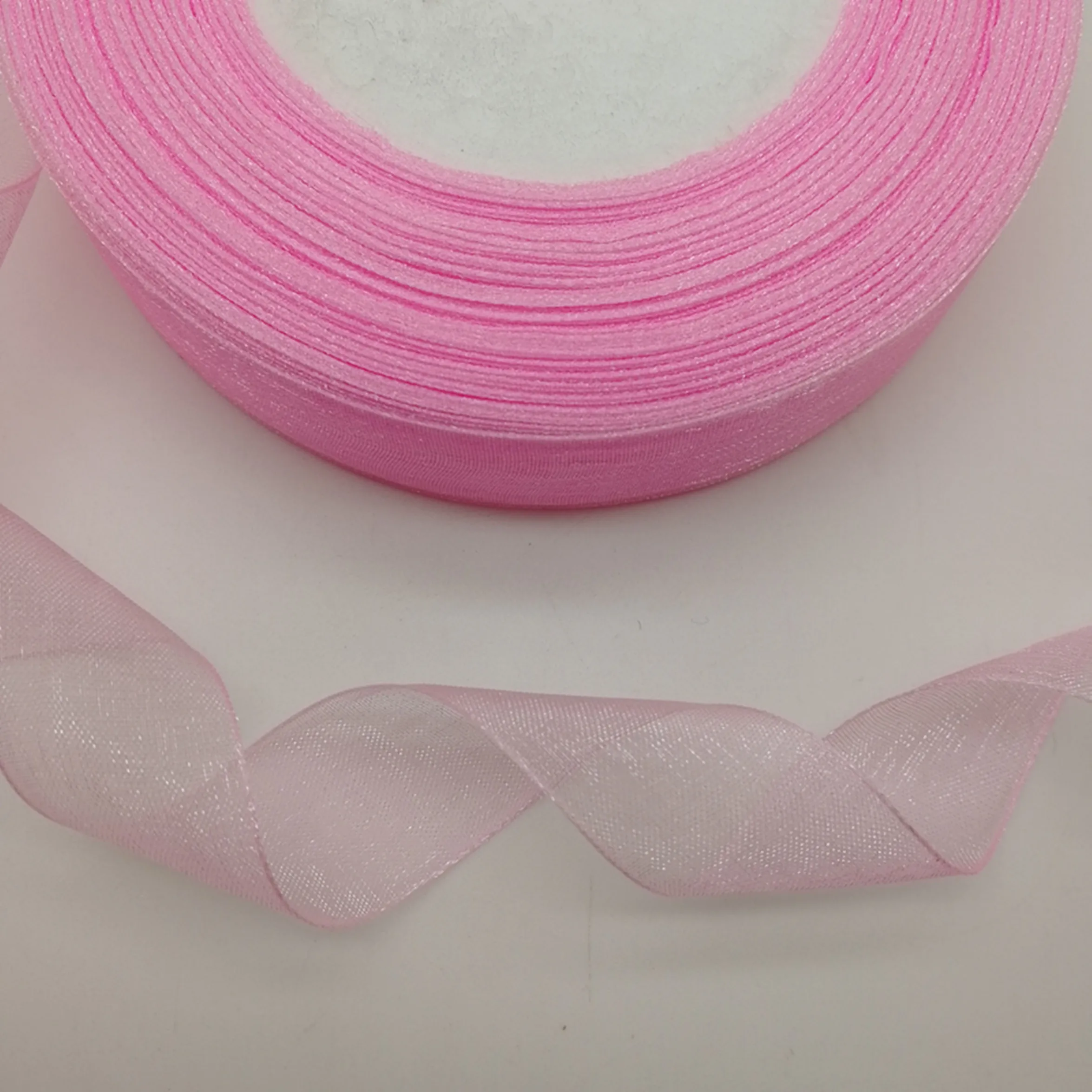 Hot 50 Yards 10/20/50mm Width Pink Colors Spool Satin Edge Sheer Organza Ribbon DIY