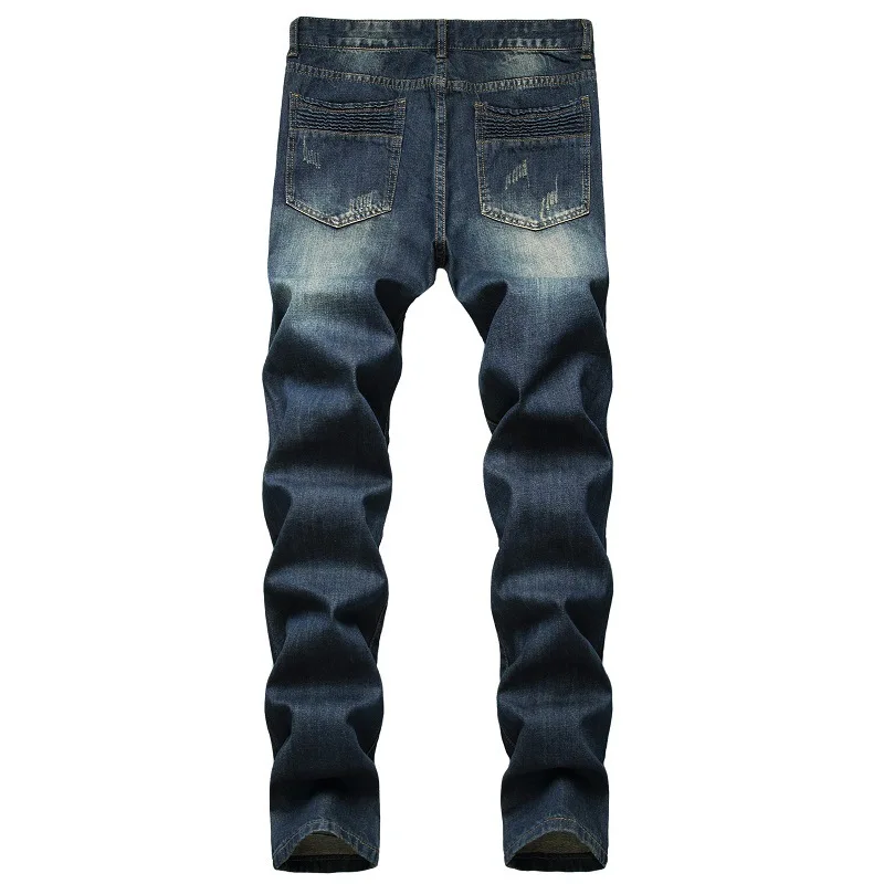 2023 New Fashion Mens Cotton Ripped Hole Jeans Casual Straight Jeans Men Trousers Casual Male Hip hop Pantalones Denim Pants