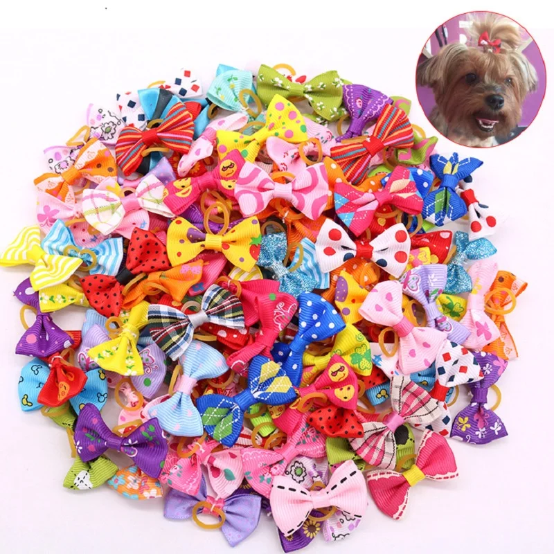 50/100/200/500/1000pcs Handmade Pet Grooming Accessories Products Cat  Hair Clips  Little Flower Bows For Small Dogs Charms Gift