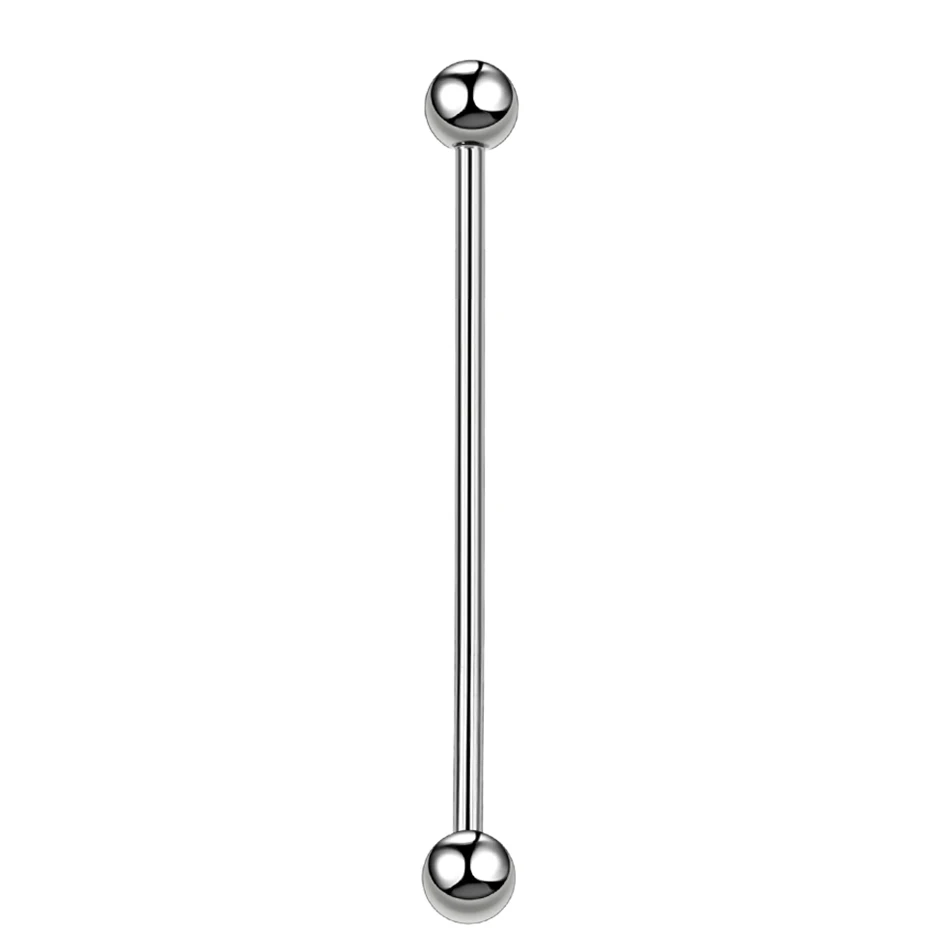 1Pc G23 Titanium Long Industrial Barbell Rings 14G Tongue Ear Nipple Straight Barbell Ring Cartilage Earring Helix Body Piercing