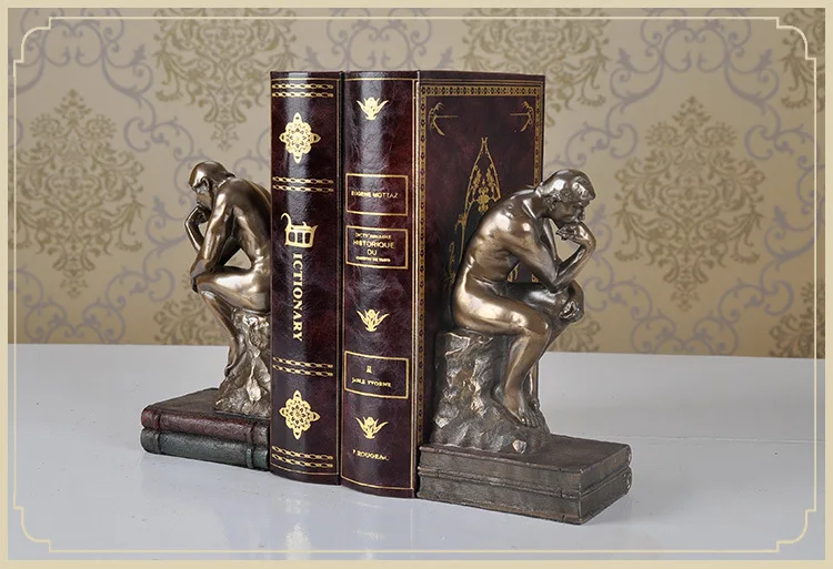 Modern Abstract Figure thinker statue book end Sculpture Resin bookends furniture living room ornaments home decoration a0755