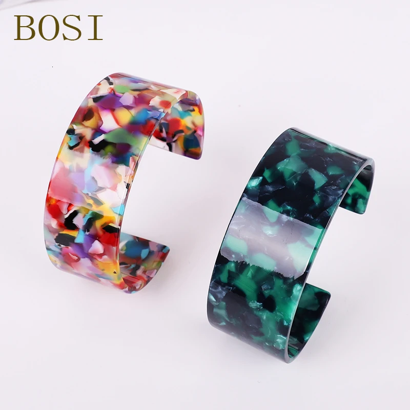 Bohemian Leopard Acitic Acid Acrylic Resin Bracelets Colorful Bangle For Women Resin Cuff Bracelet femme Simple Elegant Jewelry