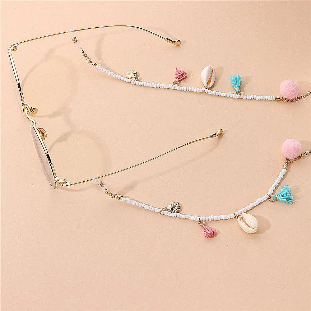 Bohemian Glasses Chain for Women Fashion Shell Tassel Beaded Sunglasses Retainer Hawaii Style Eyewear Lanyard Holder Strap