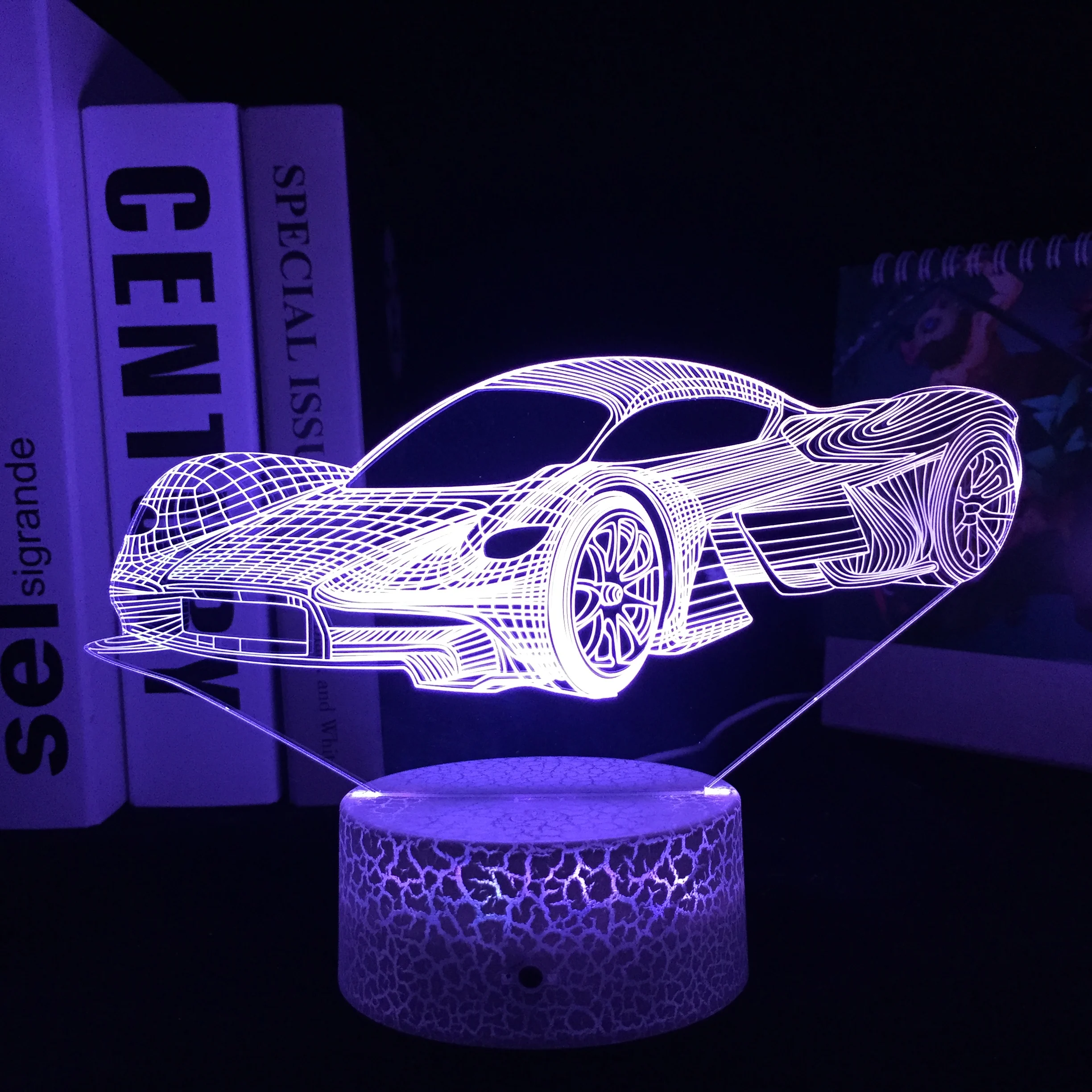 Sports Car Nightlight 3D Illusion Lamp for Colors Changing Atmosphere Event Prize Child Bedroom Decor LED Night Light Dropship