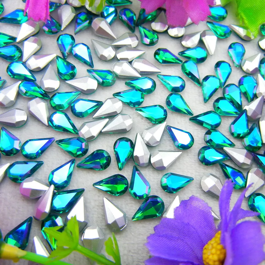 AB Farben 3*6mm 6*10mm 8*13mm Tropfenförmige Glas-Kristalle Strass zum Aufkleben Ornament DIY Verzierung – Detail 2