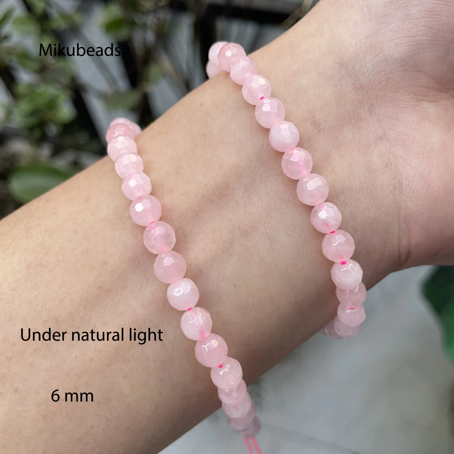 Natural Rosa Rosa Quartzo Cristal Facetada Pedra Redonda, Contas Soltas para Fazer Jóias, Colar DIY Strand, Atacado, 8mm, 15"