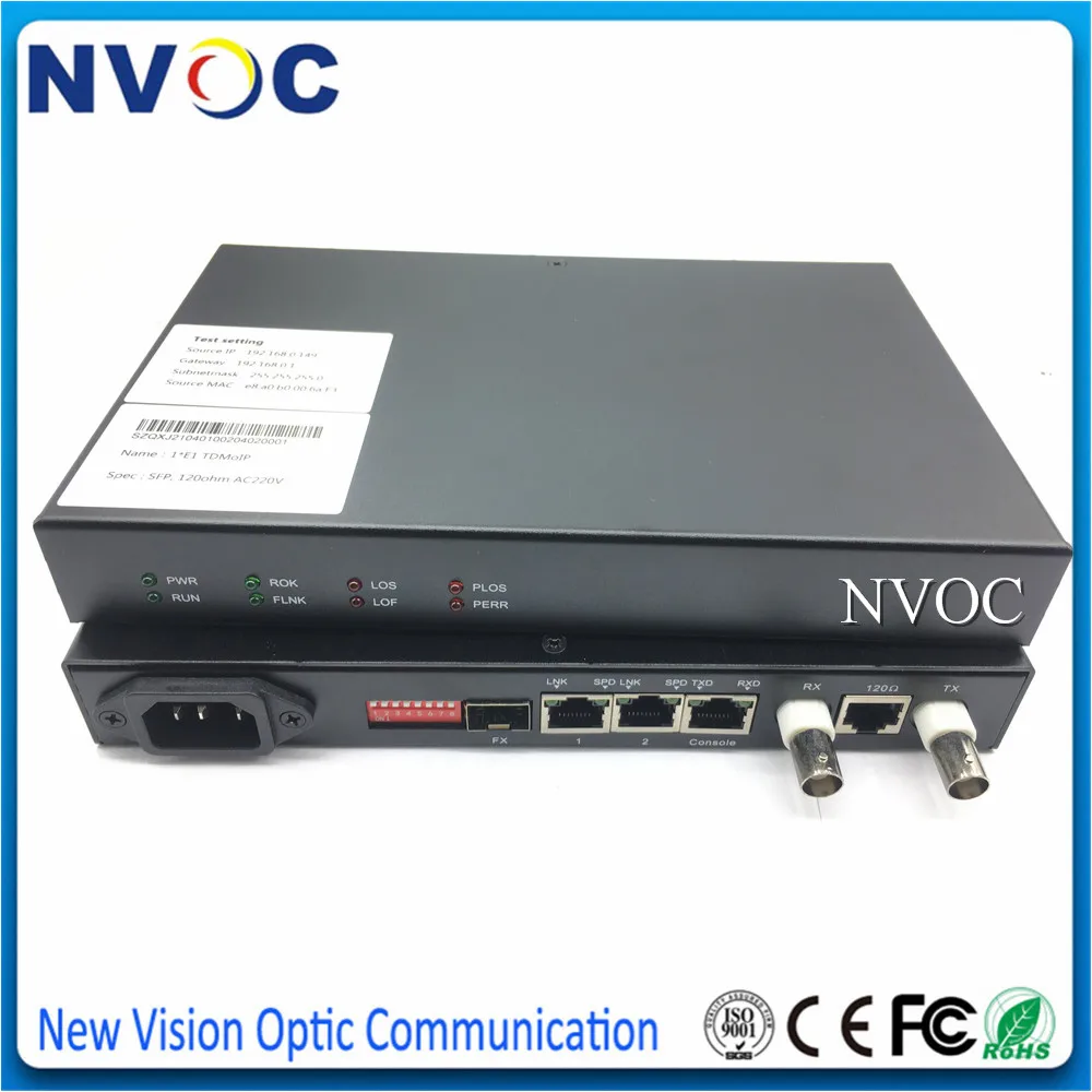 2Pcs Single E1 Protocol Converter over IP Ethernet Network Bridge Interface Fiber Optic Switch,No SFP,AC220V/DC48V