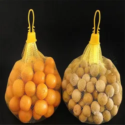 100pcs Kitchen storage bag Fruit net bag Snack bag Supermarket packaging bag Toy packaging bag Red white yellow Net buckle