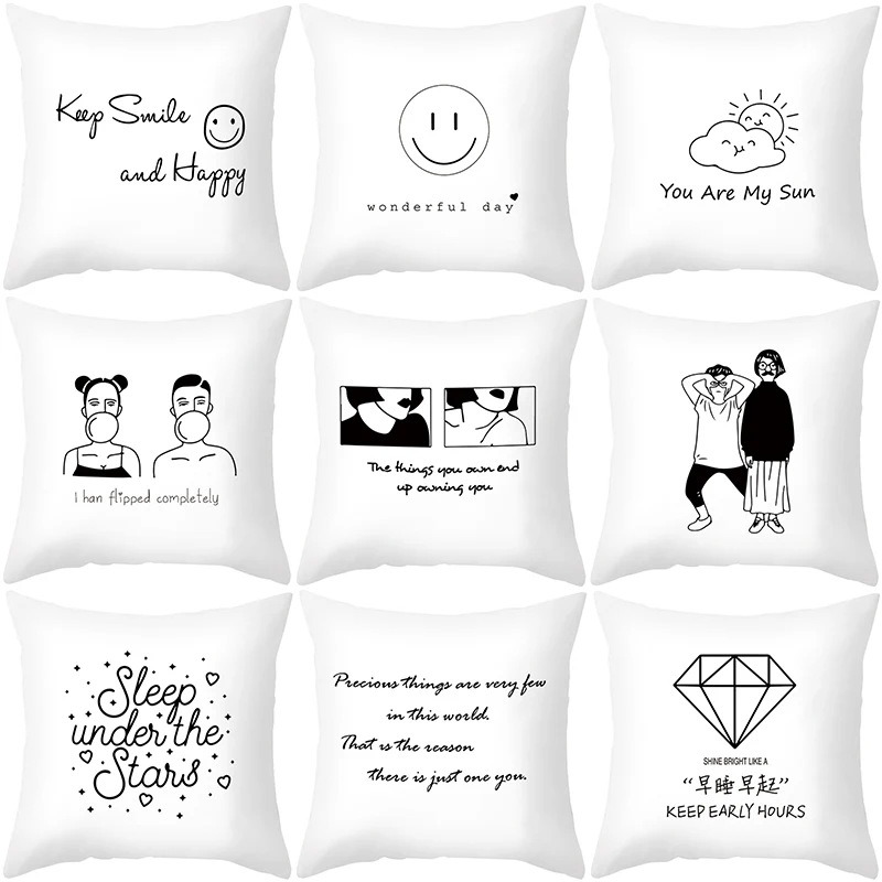 

Ins Small Fresh And Simple Sofa Pillow Custom Line Sketch Character Series Cushion Office Cushion Wholesale