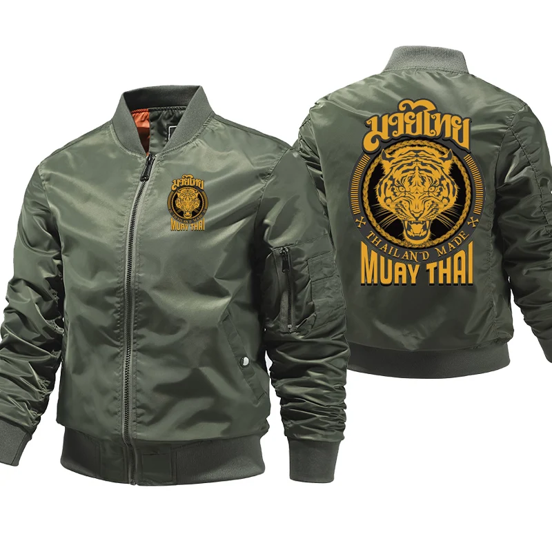 Muay Thai Tiger Bomber Jacket mężczyźni grube zimowe płaszcze drukowane ciepłe powietrze Pilot wiatrówka kurtki z suwakiem Hombre Dropshipping