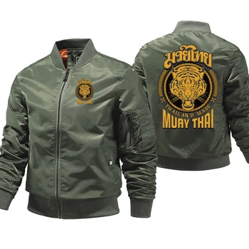 Muay Thai Tiger Bomber Jacket Men Thick Winter Coats Printed Warm Air Pilot Windbreaker Zipper Jackets Hombre Dropshipping 2