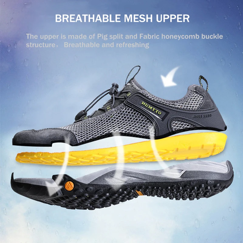 HUMTTO New Summer Hiking Shoes Outdoor Sneakers Shoes for Men Trekking Climbing Sport Walking Men\'s Breathable Water Beach Shoes