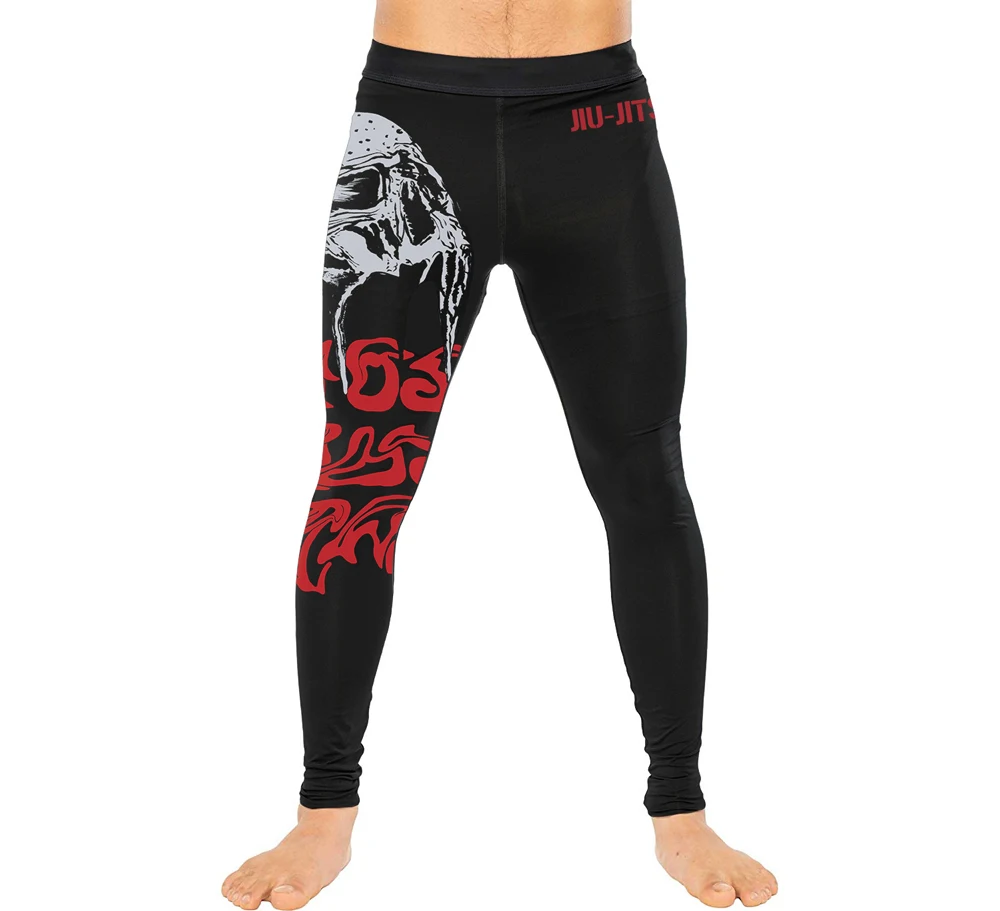 Hunger Skull Compression Pants leggings BJJ Jiu Jitsu Spats - Base Layer for No-Gi Grappling - Martial Arts Pants