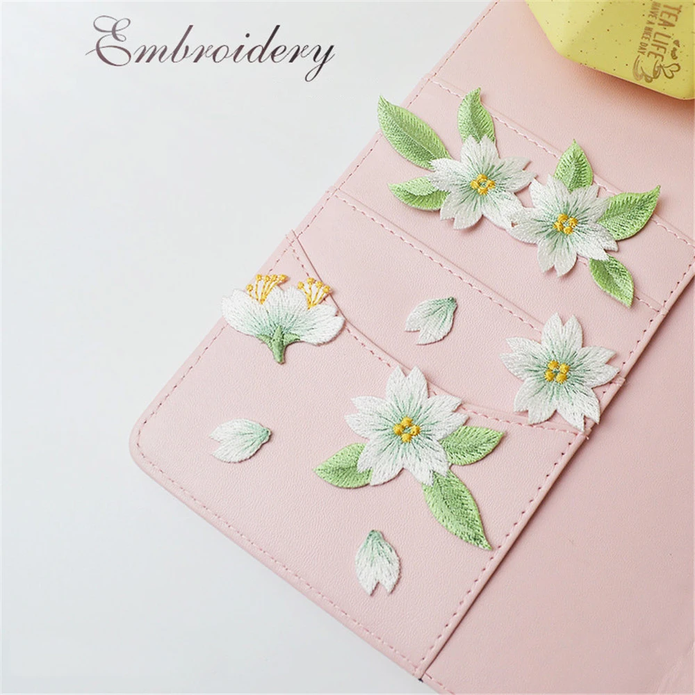 AHYONNIEX Cherry Flower Petal Patches Iron on Applique Small Patch for Clothes Fabric Iron to Stick DIY Coat Jeans Accessories