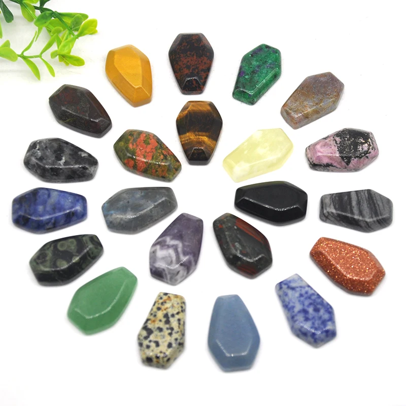 

1" Coffin Handicraft Trinket Natural Healing Crystal Stone Carved Ornament Home Decoration DIY Necklace Jewelry Wholesale 20 Pcs