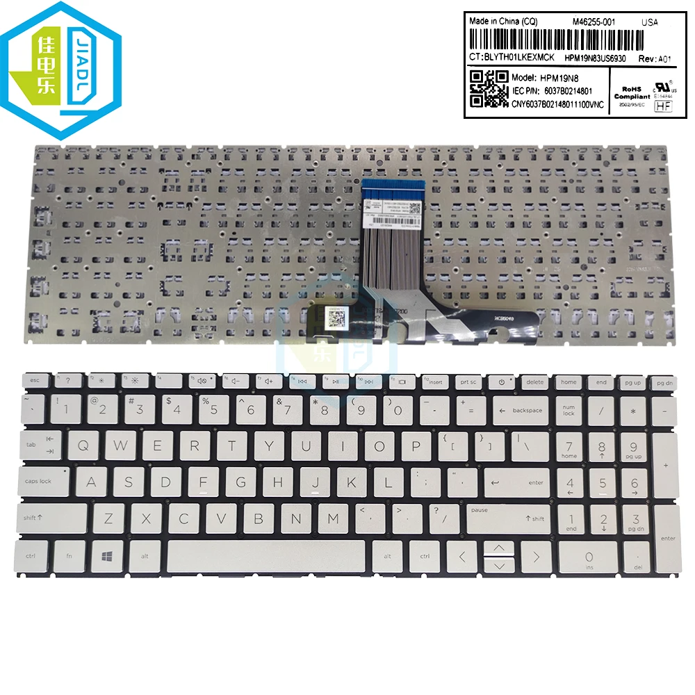 Imagem -02 - Inglês Teclado Substituição para hp Pavilion Prata M46255001 Hpm19n8 6037b0214801 15-er 15t-er Teclado de Computador us