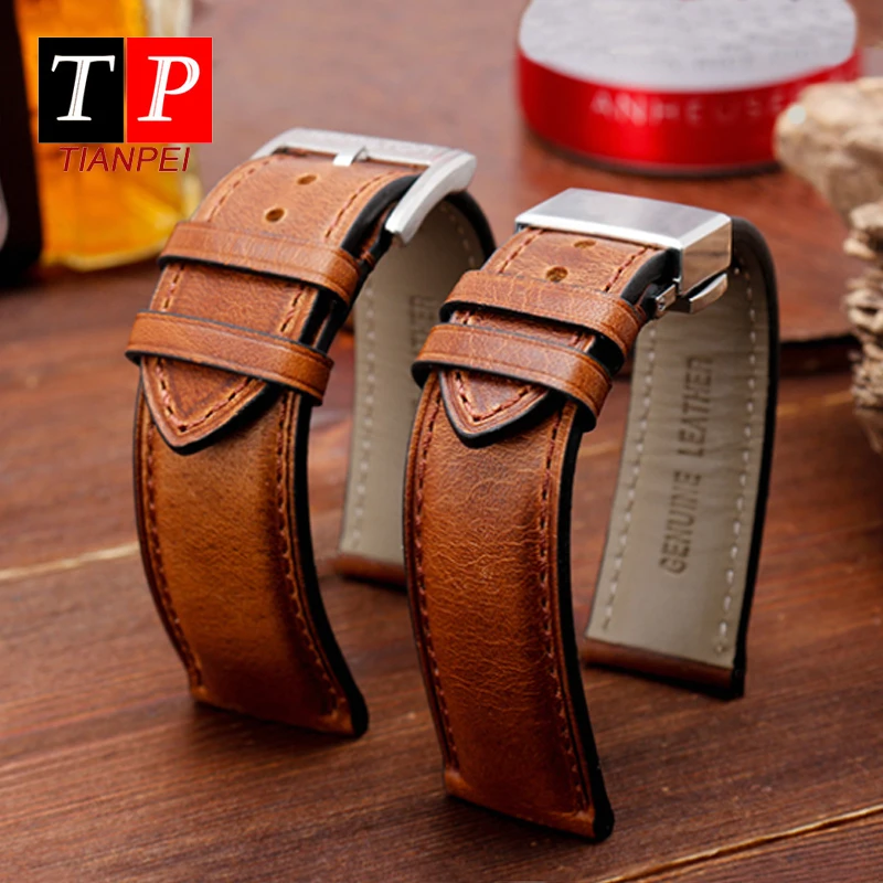 Genuine Leather 22mm watch strap for HAMILTON classic cowhide 20mm watch band replace waterproof bracelet brown Butterfly buckle