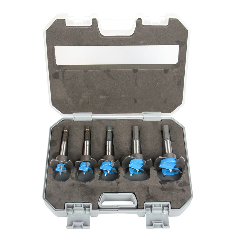 Versery 5 pz/set 15-35mm posizionamento regolabile strumenti per la lavorazione del legno punte per trapano Set di seghe a tazza in lega dura Forstner drill fai da te