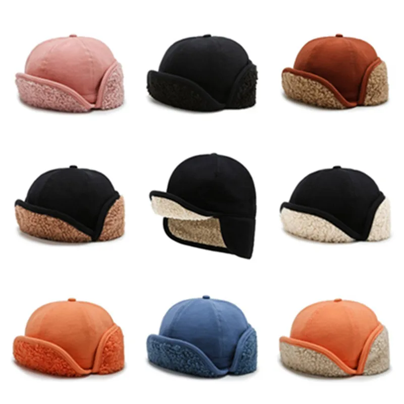 XdanqinX New Winter Thermal Bomber Hats For Men Women Velvet Thicken Earmuff Cap Novelty ins Style Lamb Wool Biker Windproof Hat