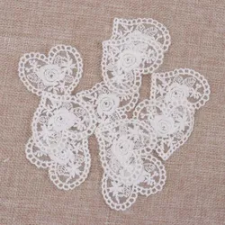 New 10Pcs Beautiful White Venice Lace Applique heart Sewing Trims Diy Wedding Handmade Craft Garment Accessories