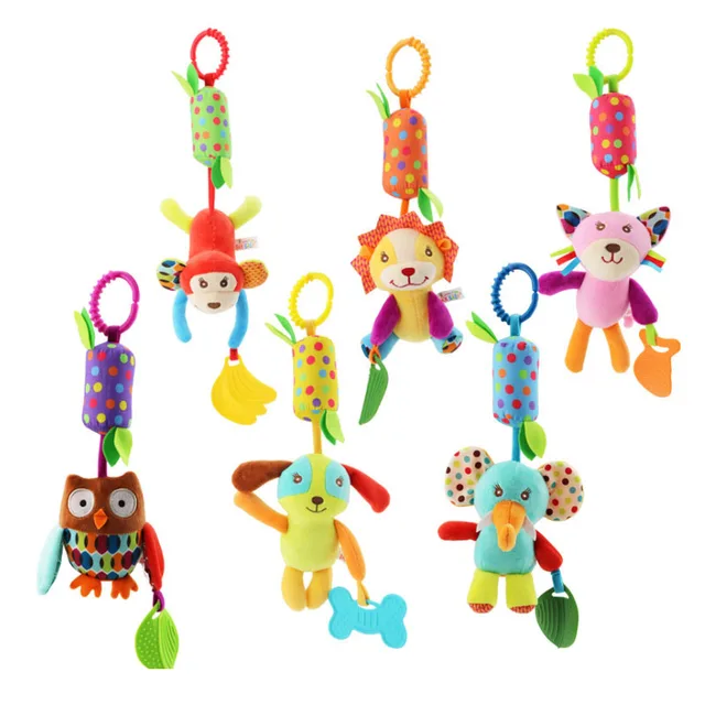 Grzechotki dla niemowląt Mobiles Cartoon Animal Bell zabawka noworodek grzechotka wisząca pluszowa urocza 0-24 miesięcy gryzaki zabawki prezent na boże narodzenie
