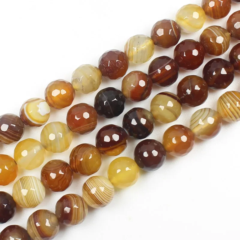 Natural Faceted Amber Yellow Stripe Agate 6-16mm 15inch per strand, For DIY Necklace Bracelat Jewelry Making !