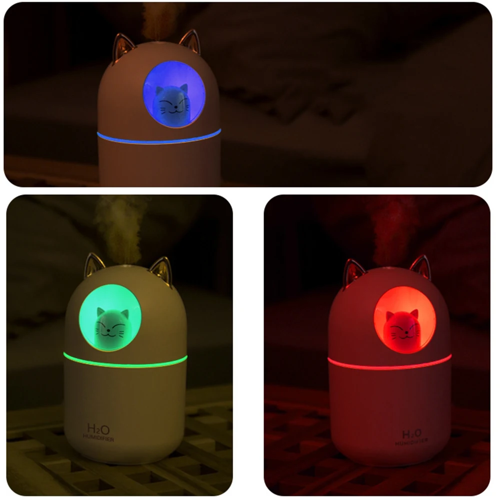 300ML Usb-luftbefeuchter Ultraschall Kühlen Nebel Maker Fogger mit Bunte Lampe Nette Katze Mini Aroma Diffusor Humidificador Difusor
