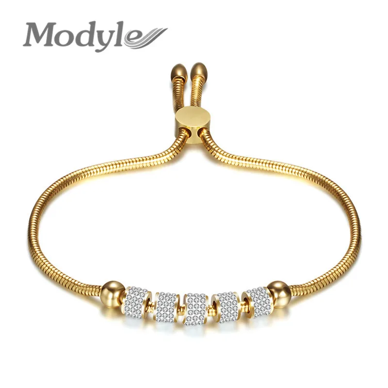 Modyle 2023 New Fashion Gold Silver Color Stainless Steel Bracelets Bangles For Woman Pulseira Luxury Handmade Jewelry