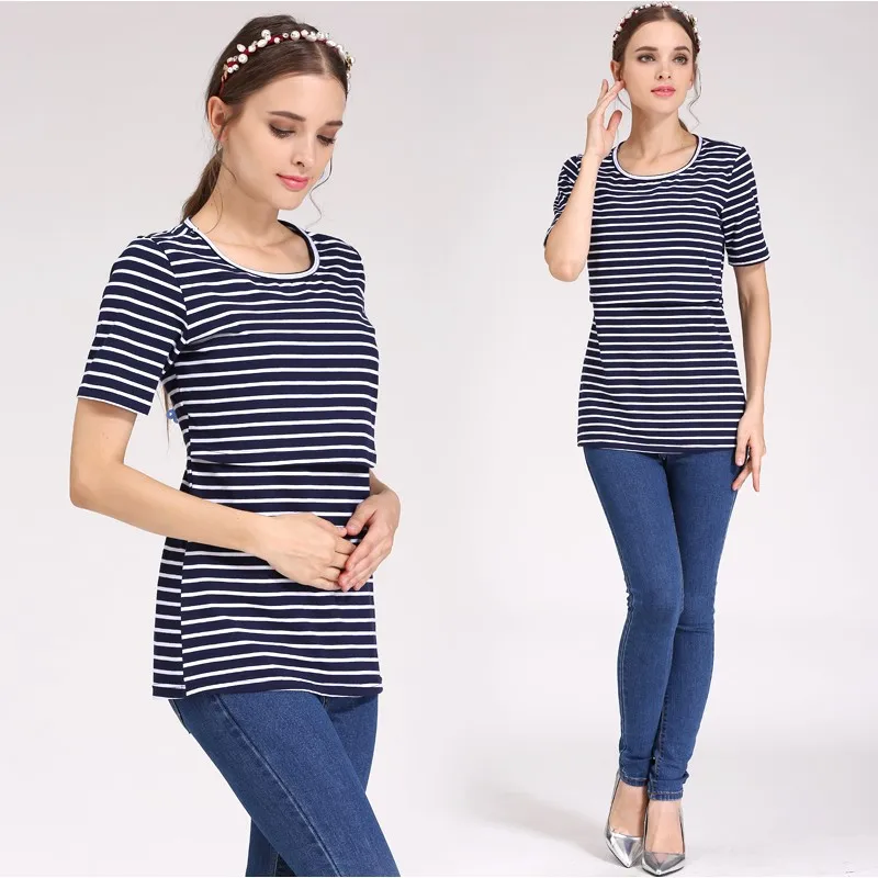 Emotion Moms Cotton Short Sleeve Maternity Clothes Summer Maternity Tops Breastfeeding T-shirt for Pregnant Women Nursing Tops