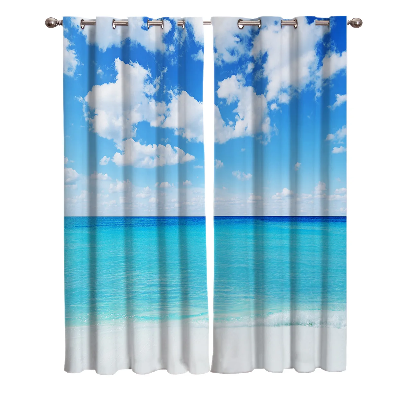 Caribbean Ocean Scenery Window Curtains Scenic Curtains for Living Room Decorative Items Living Room