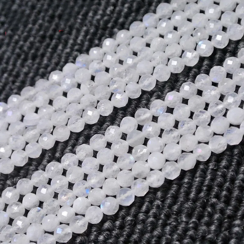 2-4mm AA Natural White Moonstone Stone Beads Round Faceted Spacer Tiny DIY Loose Beads For Jewelry Making beads Accessories 15''