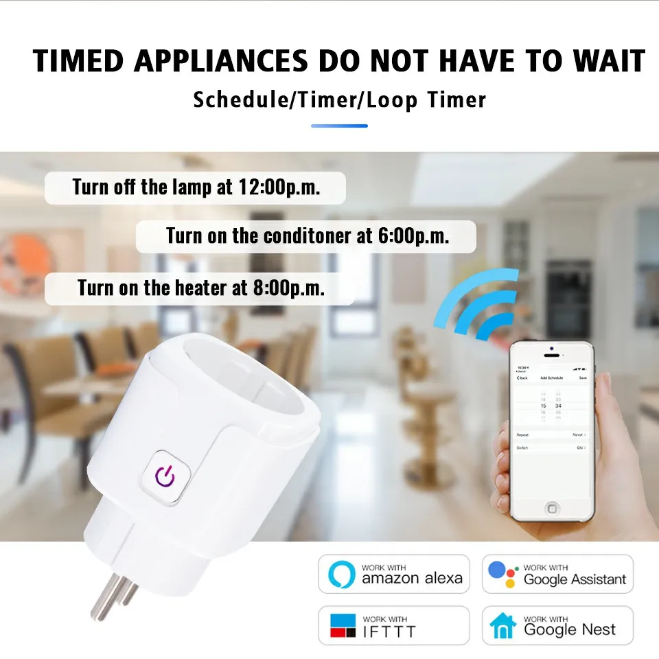 الذكية التوصيل واي فاي المقبس الاتحاد الأوروبي 16A مراقبة الطاقة توقيت وظيفة تويا SmartLife APP التحكم يعمل مع اليكسا جوجل مساعد