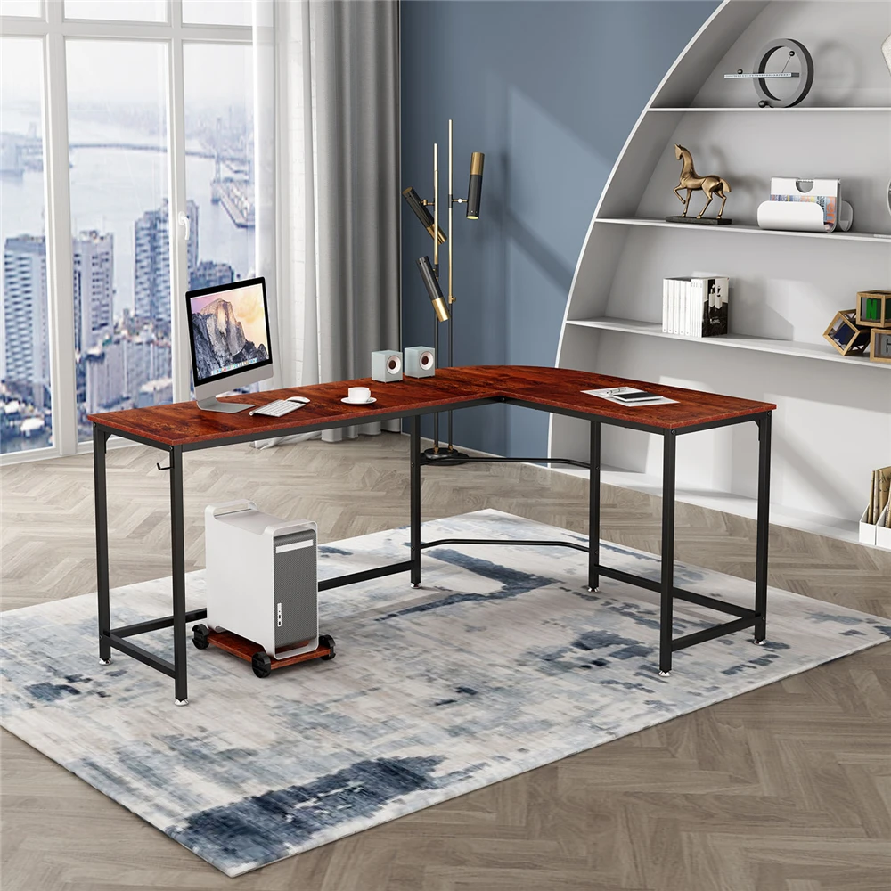 US Warehouse IN Stock 66x47x29.5 inches L-Shaped Desk Computer Desk Computer Table PC Desk Desktop