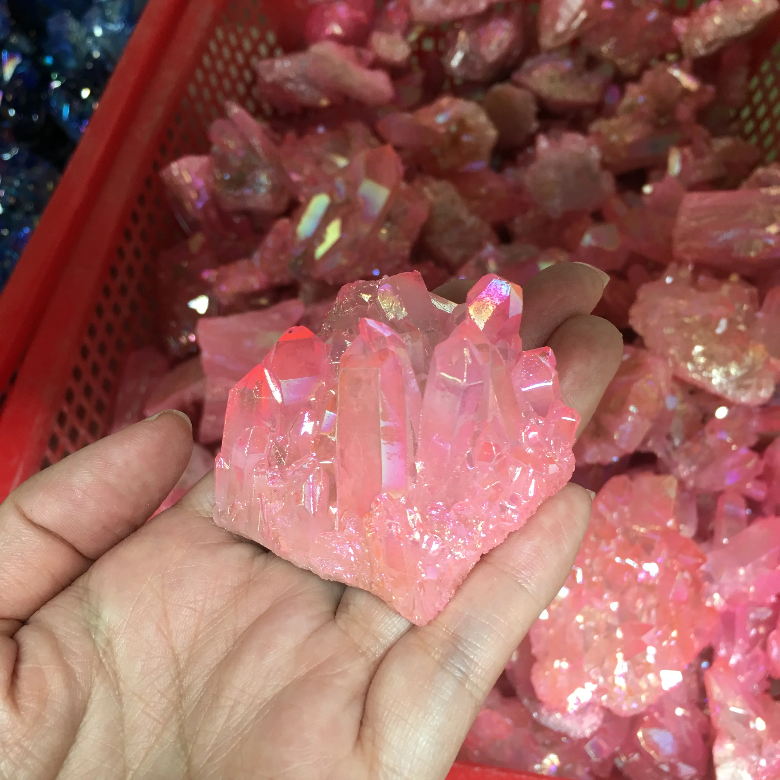 Natural Crystal Quartz Cluster Colourful Mineral Specimen Healing Electroplating Coated Reiki Stone Home Decoration Craft