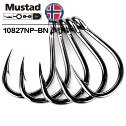 Gốc Na Uy Mustad Móc 10827 Biển Lưỡi 4X Mạnh Pesca Mồi Sống Thép Gai Sắt Ban Fishhook Jigbait Angeln Móng Vuốt anzol