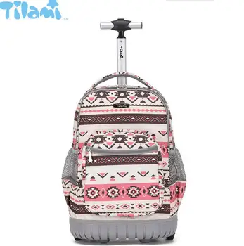 18 Polegada crianças saco do trole de viagem rodas mochilas escola saco do trole rolando bagagem mochilas rodas para a escola