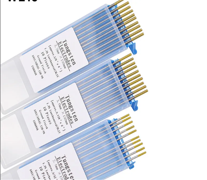 WL15 10 Piece Gold Color 1.0/1.6/2.0/2.4/3.0/3.2/4.0mm*150mm Lanthanated Tungsten Electrode Head Tungsten Needle/Rod For Wel
