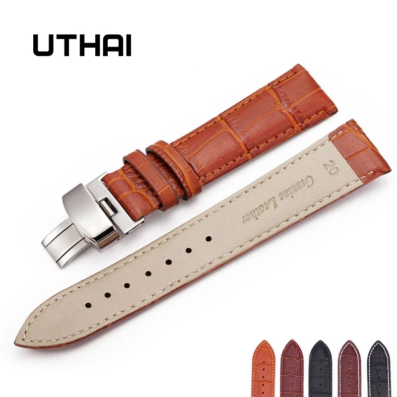 UTHAI B06 Smart Watch Band for Men Women Leather Strap Bracelet 18 20 22mm Foldable Clasp Wristband Watch Accessories Wristbands